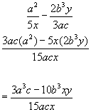 algebraic fractions subtraction eg1