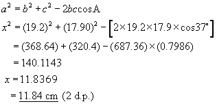 cosine rule prob #1